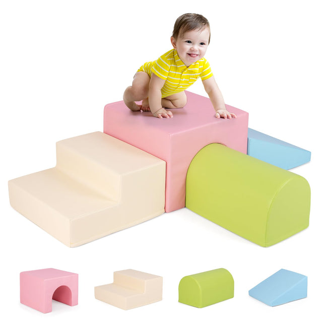 Costzon Climbing Toys for Toddlers, 4 PCS Foam Play Cushions for Kids Indoor Climb and Crawl Play Children Development