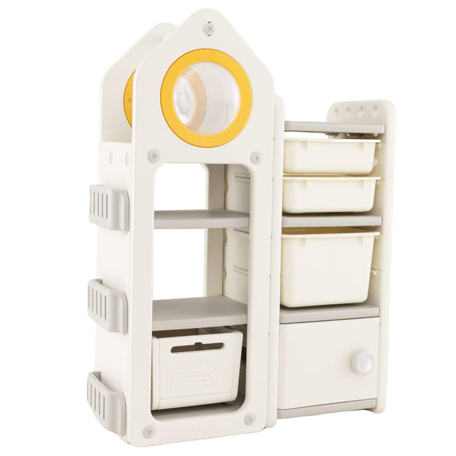 Costzon Kids Toy Storage Organizer and Bookshelf, Multipurpose Shelf with Mobile Truck, Storage Bins & Cabinet