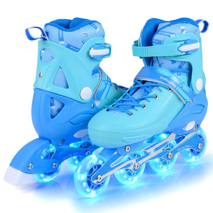 Inline Skates 4-Size Adjustable Light-up Wheels Fun Illuminating Roller Skates