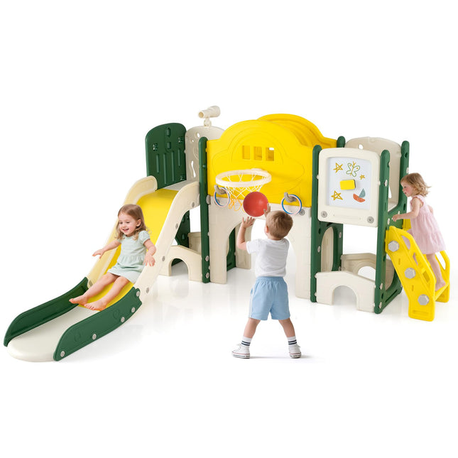 Costzon 10 in 1 Toddler Slide Set Kids Slide and Climber Playset