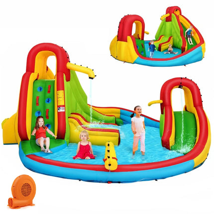 Costzon Inflatable Water Slide, Waterslides for Outdoor with Dual Slides&Climbing for Racing Fun