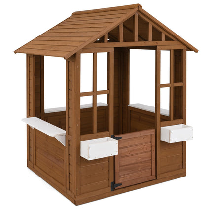 Costzon Fir Wood Adventures Cottage for Children Pretend Activity Play