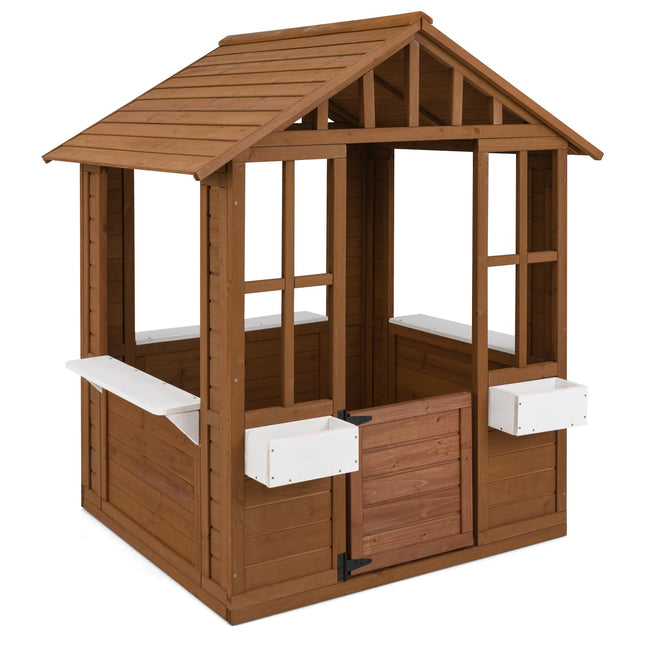 Costzon Fir Wood Adventures Cottage for Children Pretend Activity Play
