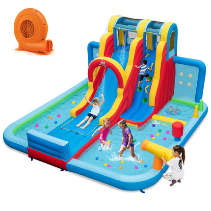 BOUNTECH Inflatable Water Slide, 14 x13FT Kids Mega Waterslide Park w/Super Long Slide for Racing Fun