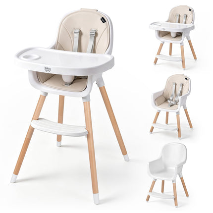 BABY JOY High Chair Convertible Wooden High Chairs for Babies and Toddlers