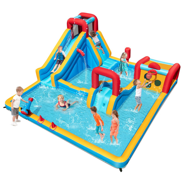 BOUNTECH Inflatable Water Slide Park 9-in-1 Giant Water Bounce House w/Climbing Wall