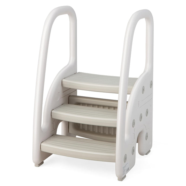 Costzon 3-Step Stool for Toddlers, Children Step Up Leaning Helper with Safety Handles, Non-Slip Pedals