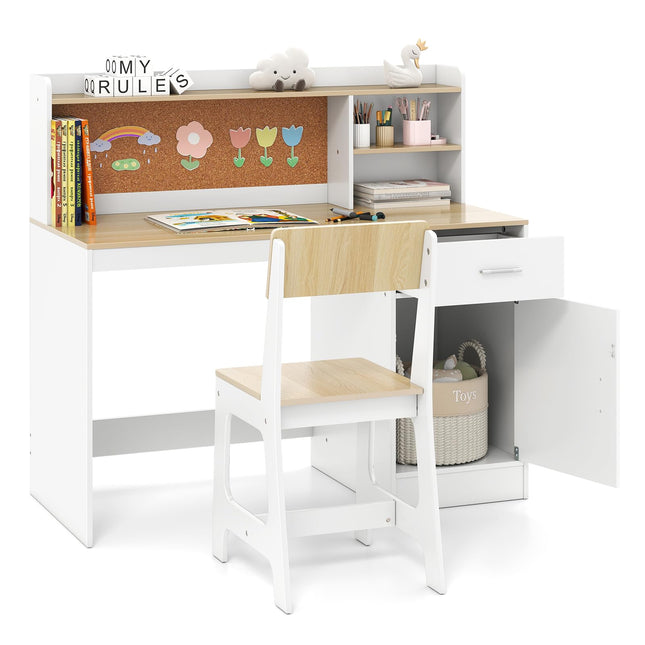Costzon Kids Desk and Chair Set Wooden Student Writing Desk Set