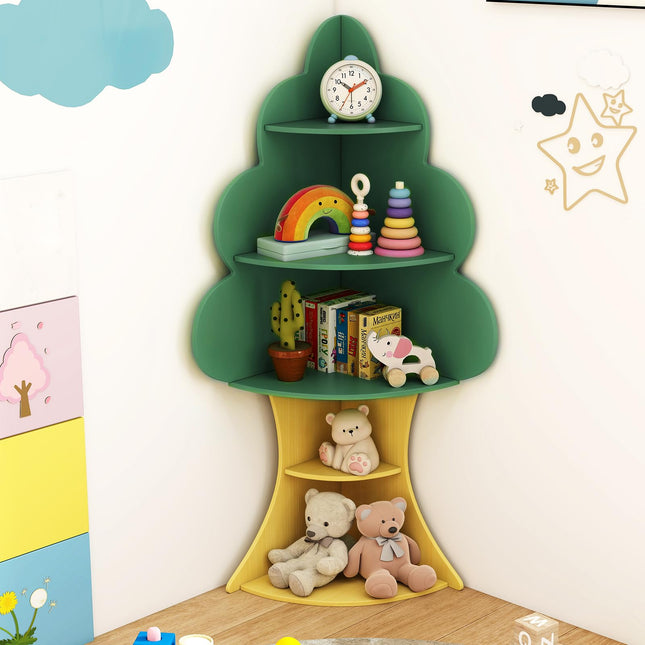 Costzon 5-Tier Toddler Montessori Corner Freestanding Book Shelf & Toy Storage Organizer