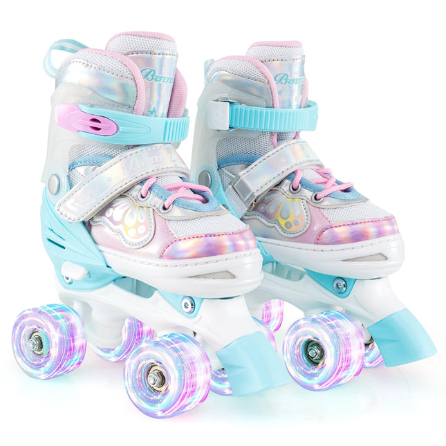 BABY JOY Roller Skates | 4 Sizes Adjustable Quad Skates for Girls Teens Adults