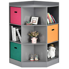 Costzon 9-Cubby Kids Bookcase, Children's Corner Cabinet with 6 Cubes and 3 Shelves, Wooden Toy Organizers and Storage Book Shelves