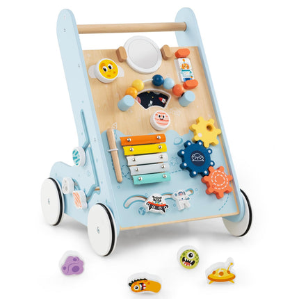 Costzon Wooden Baby Walker Push and Pull Learning Activity Center