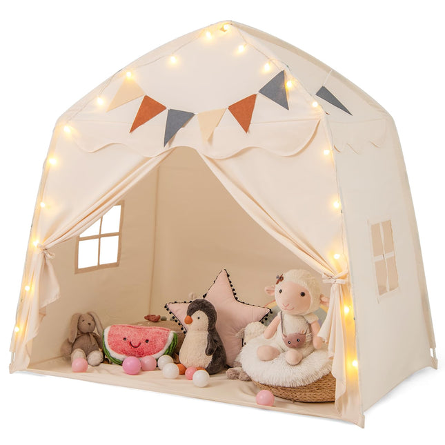 Costzon Kids Tent, Large Indoor Outdoor Dome Tent Playhouse w/Bright Lights