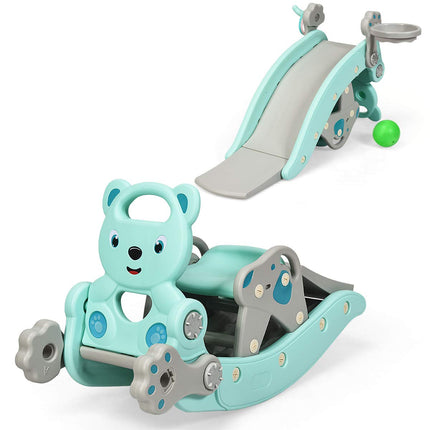 Costzon 5 in 1 Toddler Slide Rocking Toy, Slide for Kids with Detachable Stool