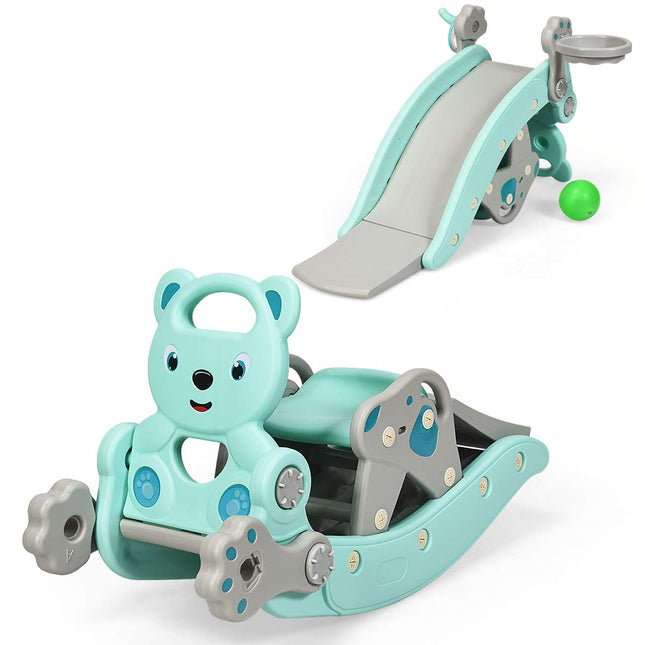 Costzon 5 in 1 Toddler Slide Rocking Toy, Slide for Kids with Detachable Stool