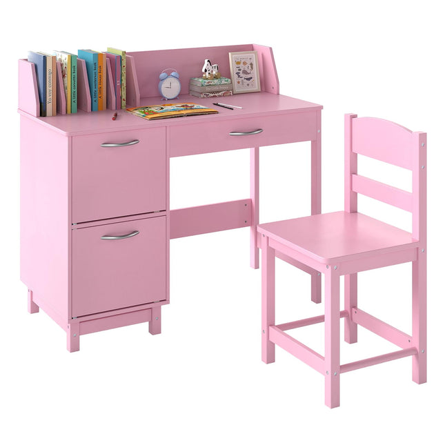 Costzon Kids Desk and Chair Set Wooden Student Study Desk Set