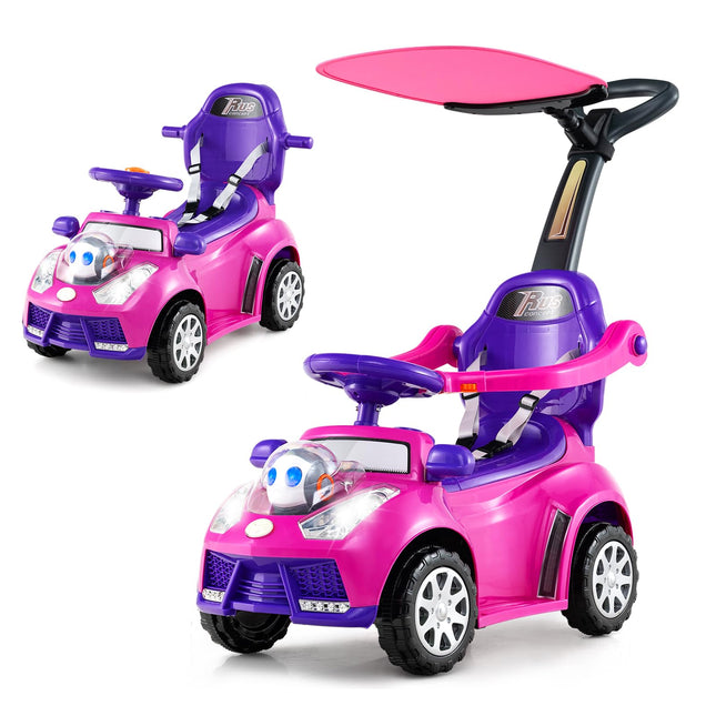 Costzon Push Car 3 in 1 Stroller Sliding Walking Car with Handle Canopy Seat Belt