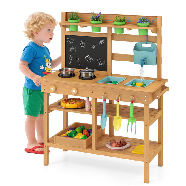 Costzon Mud Kitchen Toddler Wooden Pretend Playset