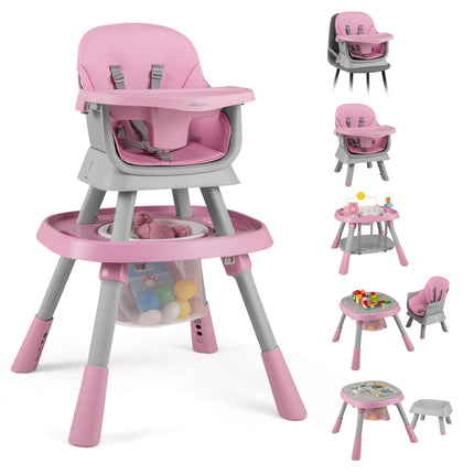 6 in 1 High Chair, Convertible Baby Highchair for Babies and Toddlers with Activity Center