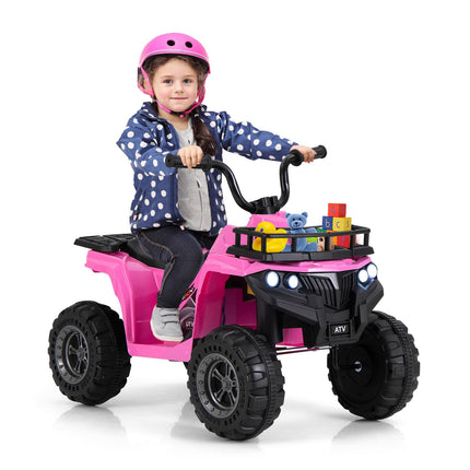 Costzon Kids ATV, 6V Battery Powered Electric Vehicle with One-Button Start, MP3, LED Headlights & Storage Basket