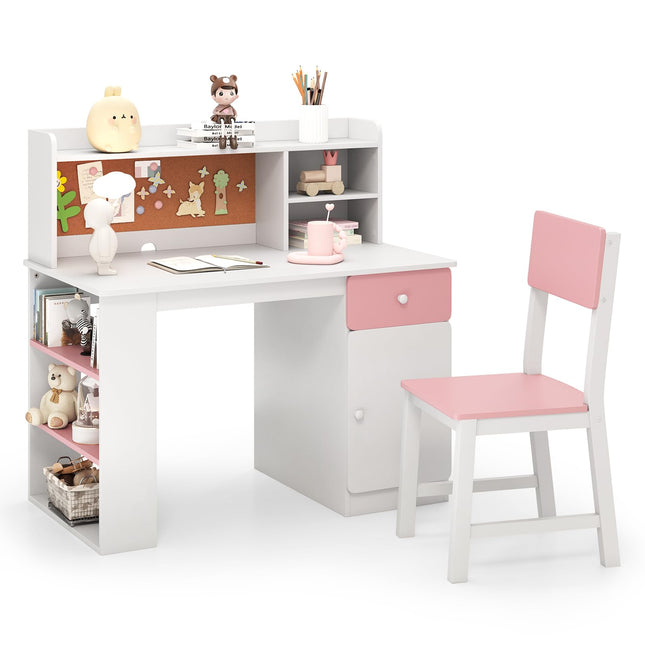 Costzon Kids Desk and Chair Set Study Table Computer Workstation