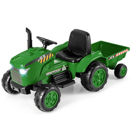 Costzon 2-in-1 Ride On Tractor, 12V Kids Ride on Car w/Detachable Trailer, Remote Control, Tractor Toys for Kids 3-8