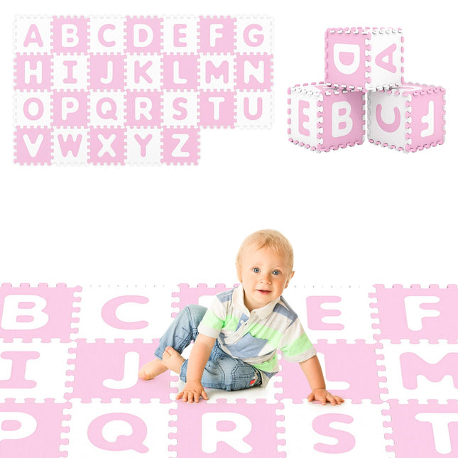 Costzon 26 Tiles Kids Foam Puzzle Floor Mat Non-Slip & Waterproof Interlocking Foam Tiles Baby Play Mat