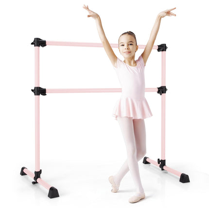 Costzon Portable Ballet Barre, 4FT Adjustable Double Freestanding Ballet Bar w/Anti-Skid Pad, Stable Base