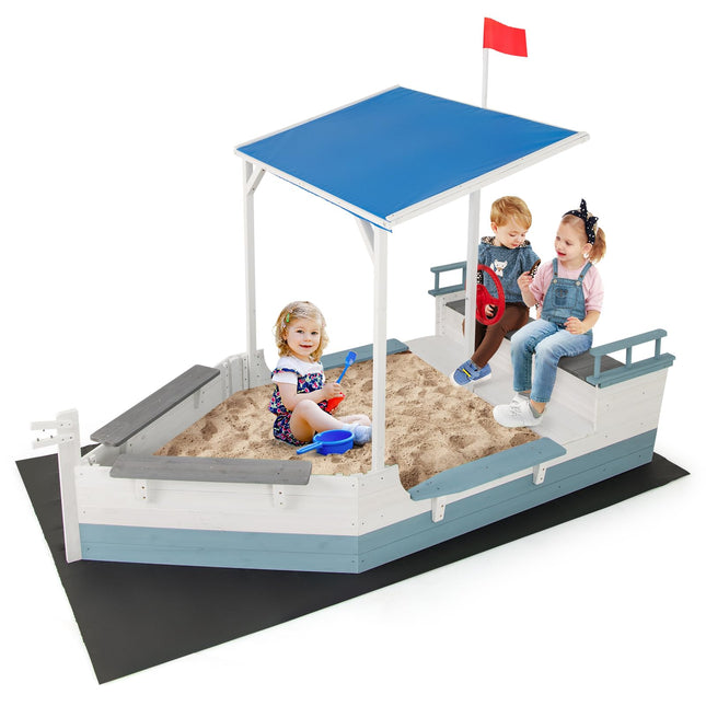 Costzon Pirate Ship Sandbox with Canopy