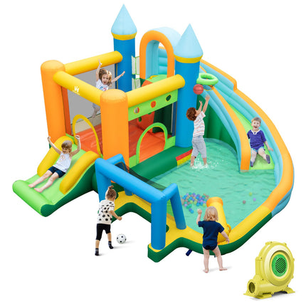 BOUNTECH Inflatable Water Slide, 9 in 1 Kids Water Park Bounce House Combo for Outdoor Fun w/Splash Pool