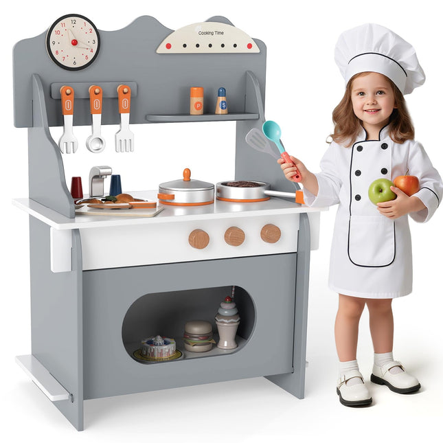Costzon Kids Kitchen Playset | Toddler Wooden Pretend Play Toy w/Water Faucet