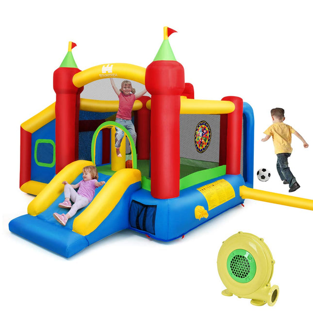 Costzon Inflatable Bounce House 7-in-1 Jump and Slide Bouncer w/ Basketball Rim