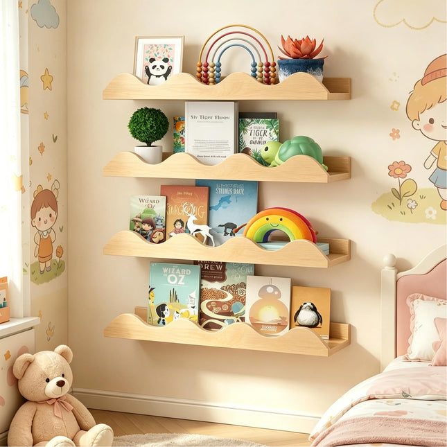 Costzon 4 Pcs Kids Floating Bookshelves