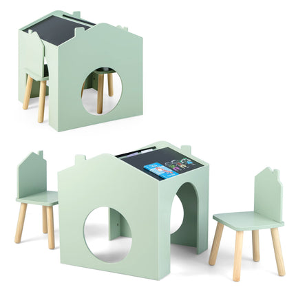 Costzon Kids Table and Chair Set 3 Pieces Wooden Table Set for Toddler