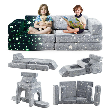 Costzon 10 Pcs Modular Kids Play Couch