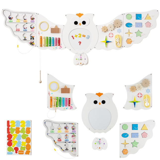 Costzon Owl Activity Wall Busy Board Panels 11-in-1 Toddler Learning Activity Center