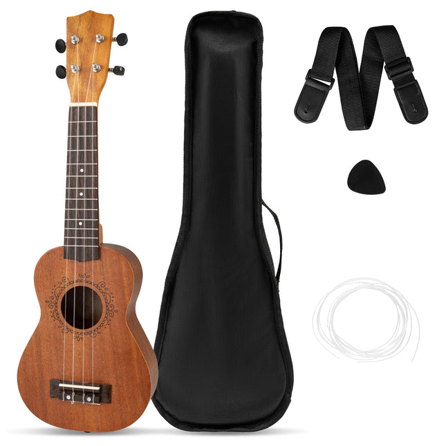Costzon 21 Inch Soprano Mahogany Ukulele for Beginners with Gig Bag & Pick