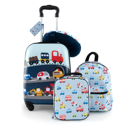 BABY JOY Kids Luggage, 5 Pieces Luggage Set w/ 16" Carry-on Hardshell Spinner Toddler Suitcase, 13" Backpack