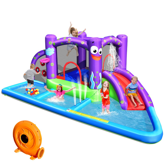 Costzon Inflatable Water Slide, 6 in 1 Kids Water Slide Jumping Bouncer Castle