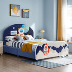 Wood Upholstered Twin Bed Platform with Slat Support - Costzon