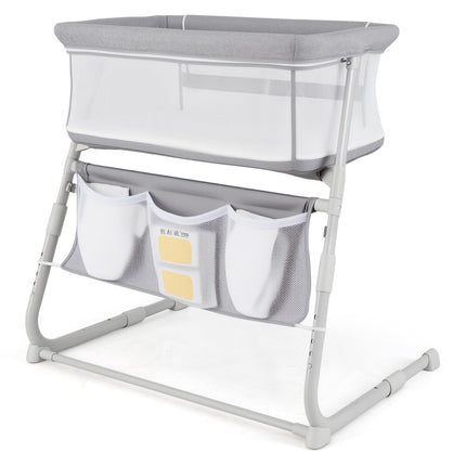 BABY JOY Bassinet, Bedside Crib w/Adjustable Height, Comfy Mattress, Full-Mesh Sides and Storage Pockets (37" x 31.5" x 41.5")