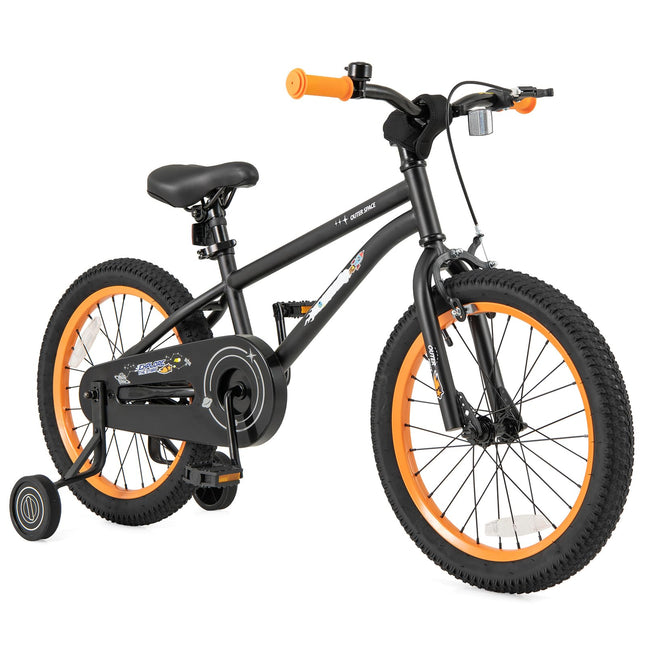 Costzon Outer Space Kids Bike, 18 Inch Sport Bicycle for 4-7 Years Old w/Adjustable Saddle, Training Wheels
