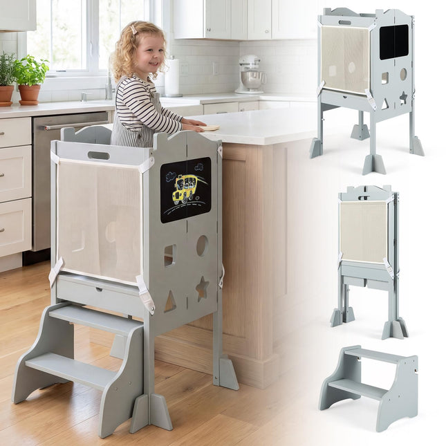 Costzon Folding Toddler Step Stool 2-Step Stool Safety Nets & Anti-Tip Feet
