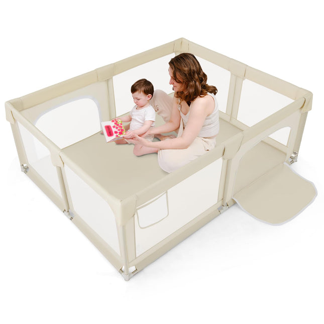 Costzon Large Baby Playpen, 75" x 59" Baby Activity Center w/Zippered Doors