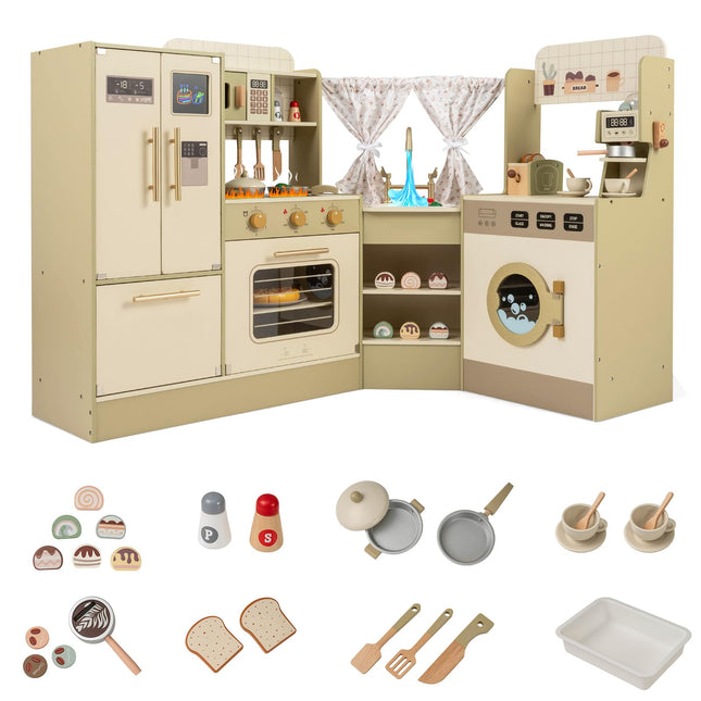 Costzon Kids Corner Play Kitchen Pretend Play Kitchen Playset