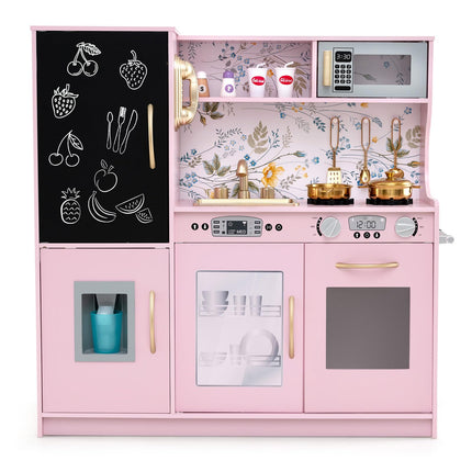 Costzon Kids Kitchen Playset, Wooden Kitchen Toy Set, Pretend Play Kitchen for Toddlers