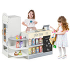 Costzon Pretend Grocery Store Playset, Wooden Supermarket Toy Set for Kids with Chalkboard