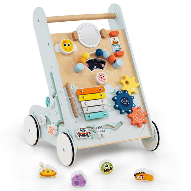 Costzon Wooden Baby Walker Push and Pull Learning Activity Center