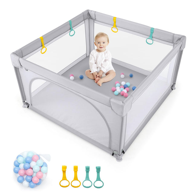 Costzon Baby Playpen, Extra Large Playard for Babies w/ 50 Ocean Balls