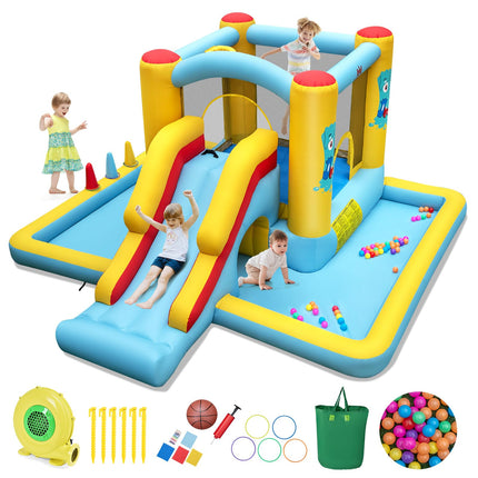 BOUNTECH Inflatable Bounce House with Ball Pit, Long Slide & Tunnel Bouncy House for Kids